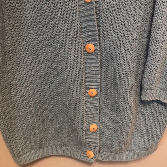 Vintage oversized cardigan sweater Unisex Large L chunky grandma Mr. Rogers blue - Picture 3 of 9
